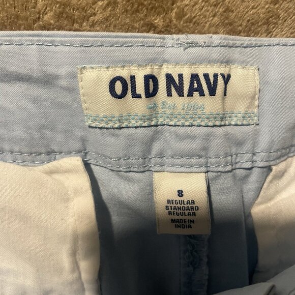 Old Navy Shorts Womens Sz 8 Medium Light Blue Chino Mid Rise Casual Basic - Picture 2 of 8